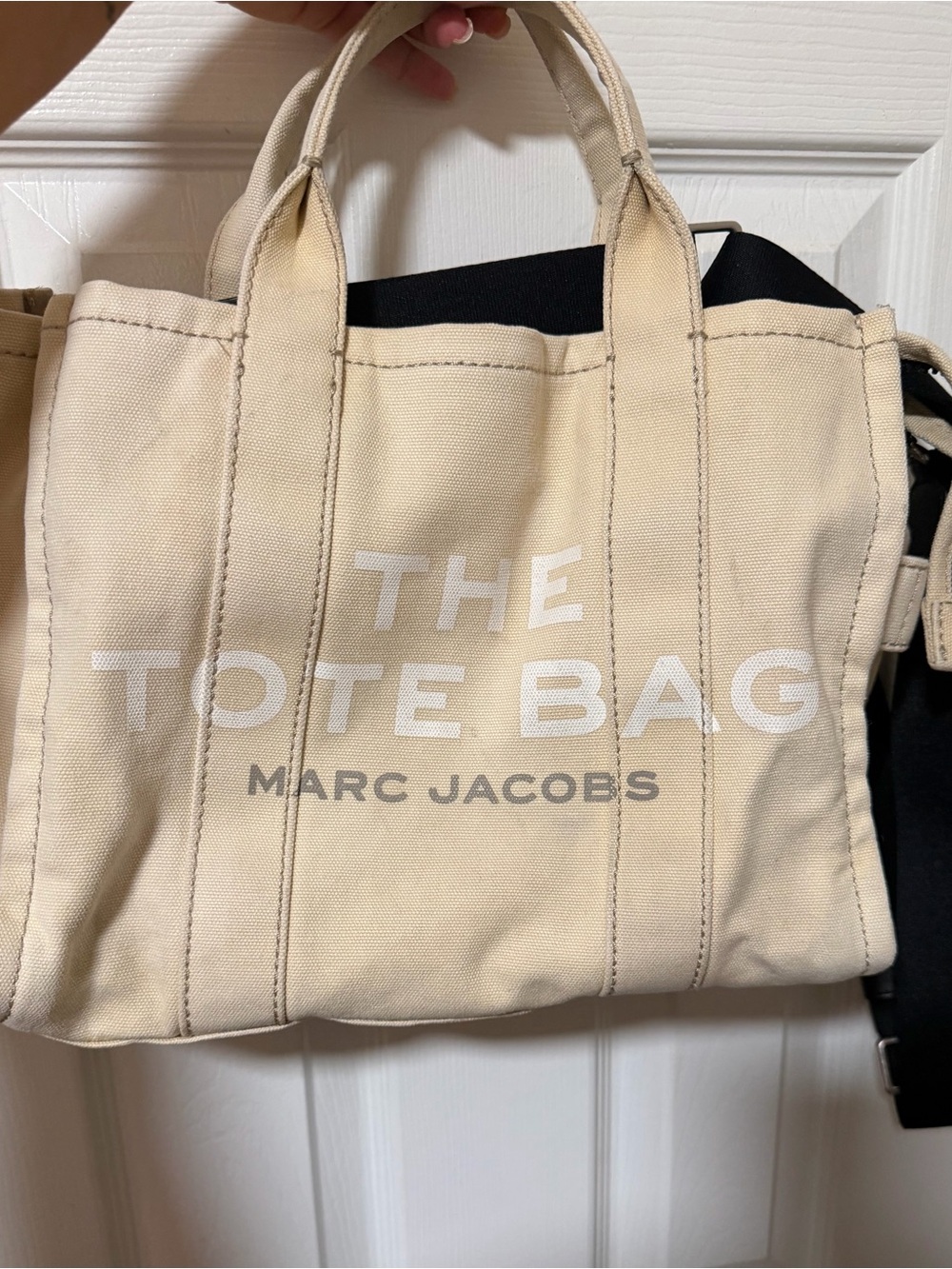 Marc Jacobs Canvas 'The Tote Bag' in Cream with White Logo